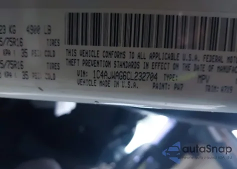 2012 Jeep Wrangler Sport из США, поврежденный, VIN 1C4AJWAG6CL232704